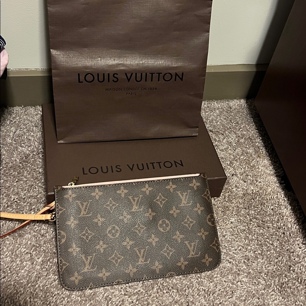 Louis Vuitton Monogram Pink Wristlet Neverfull GM EXCELLENT Condition Box & Bag